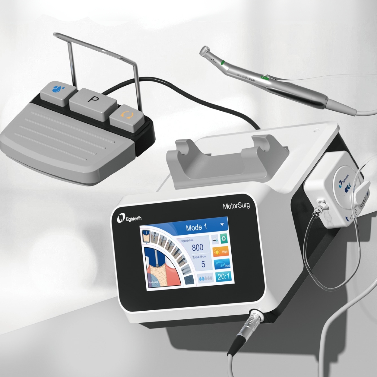 MotorSurg - имплантологическая система, физиодиспенсер с наконечником E-STB c LED-подсветкой